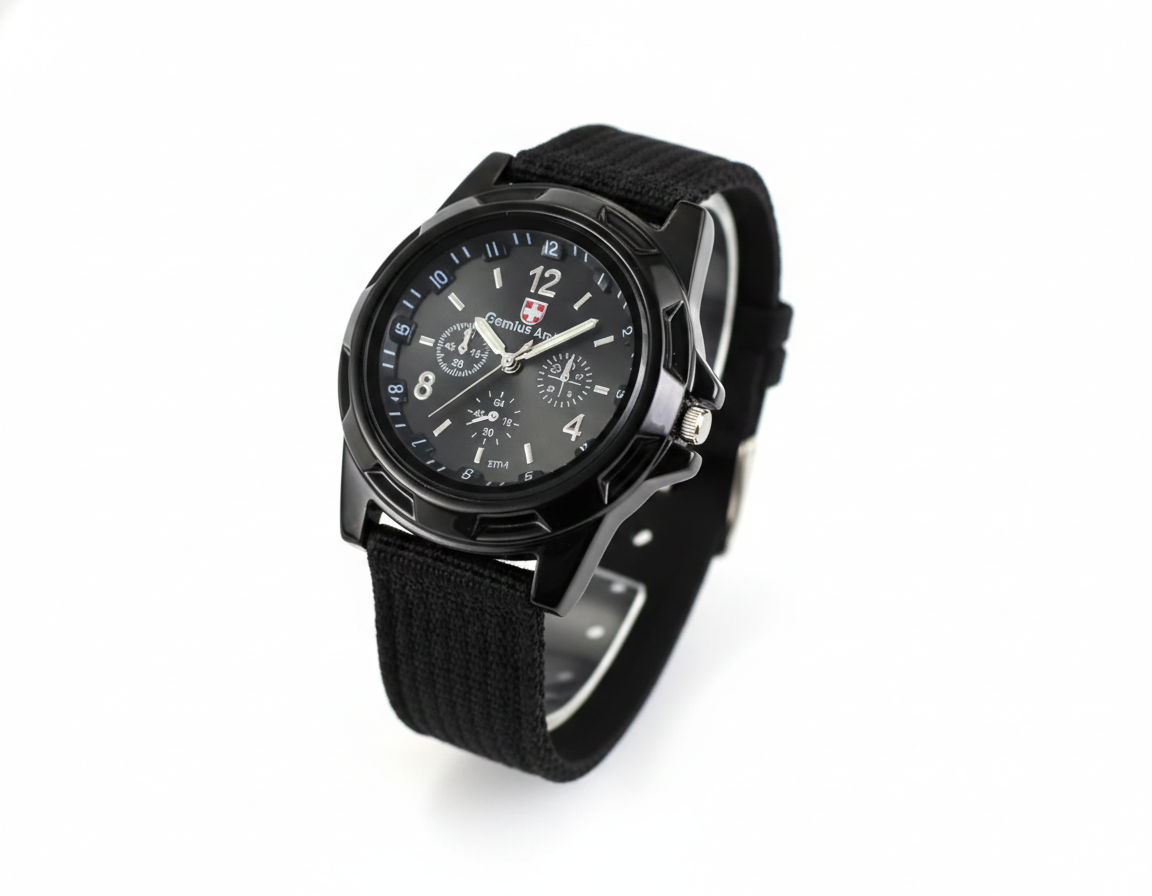 Men’s Sport Military-Style Watch with Textured Strap