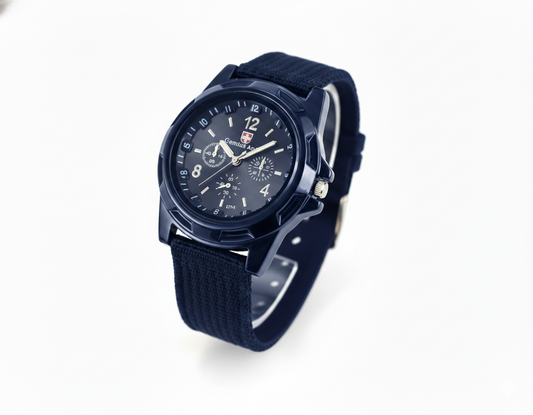 Men’s Sport Military-Style Watch with Textured Strap