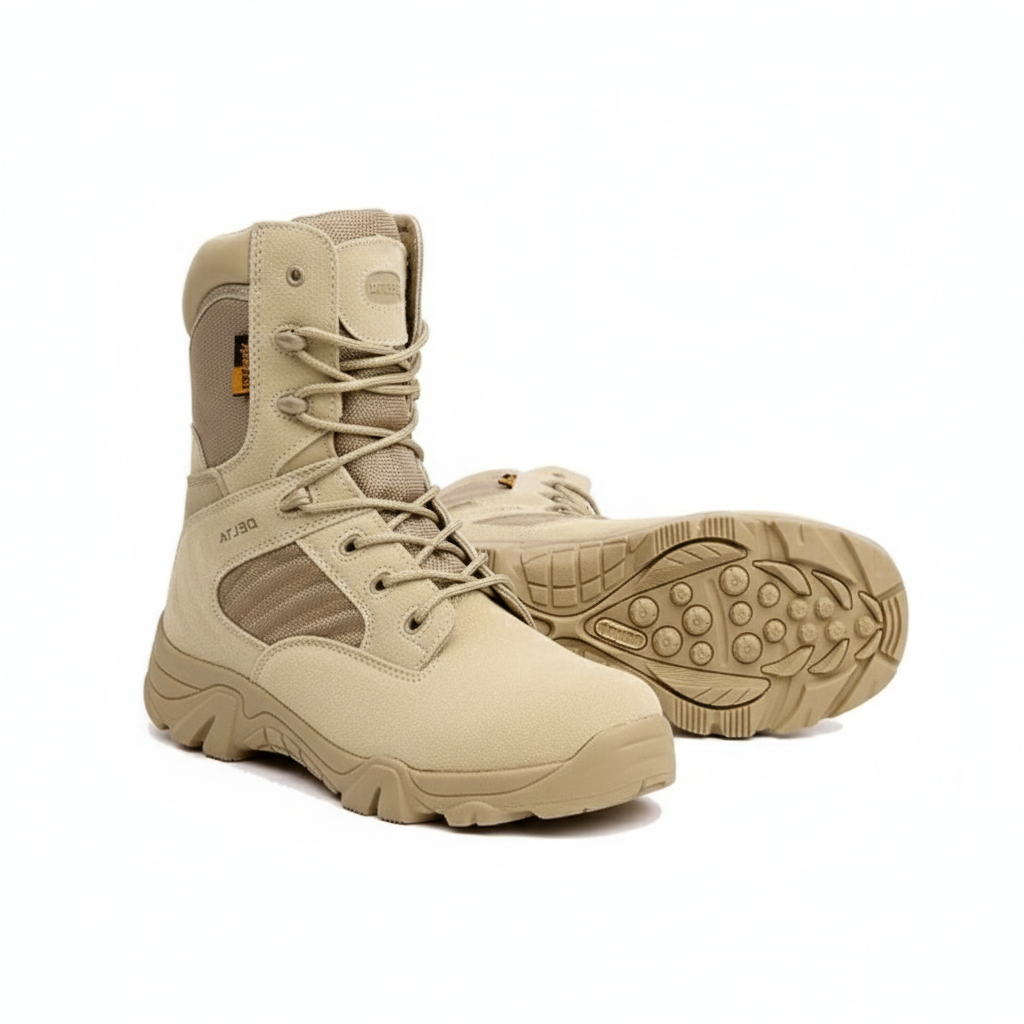 Tactical Military Boot with Side Zipper and Lugged Sole