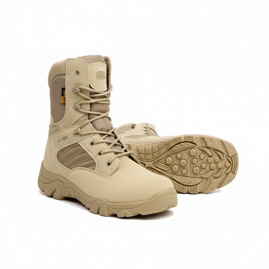 Tactical Military Boot with Side Zipper and Lugged Sole