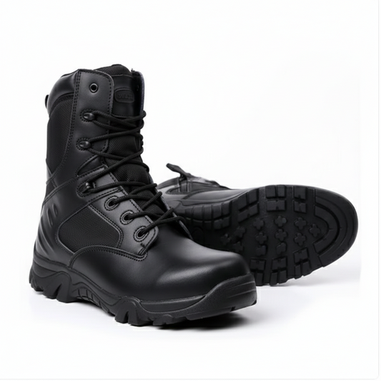 Tactical Military Boot with Side Zipper and Lugged Sole