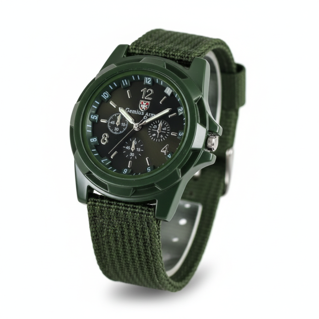 Men’s Sport Military-Style Watch with Textured Strap