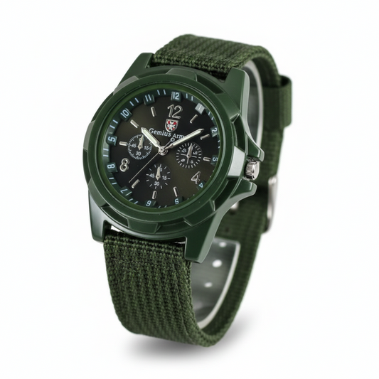 Men’s Sport Military-Style Watch with Textured Strap